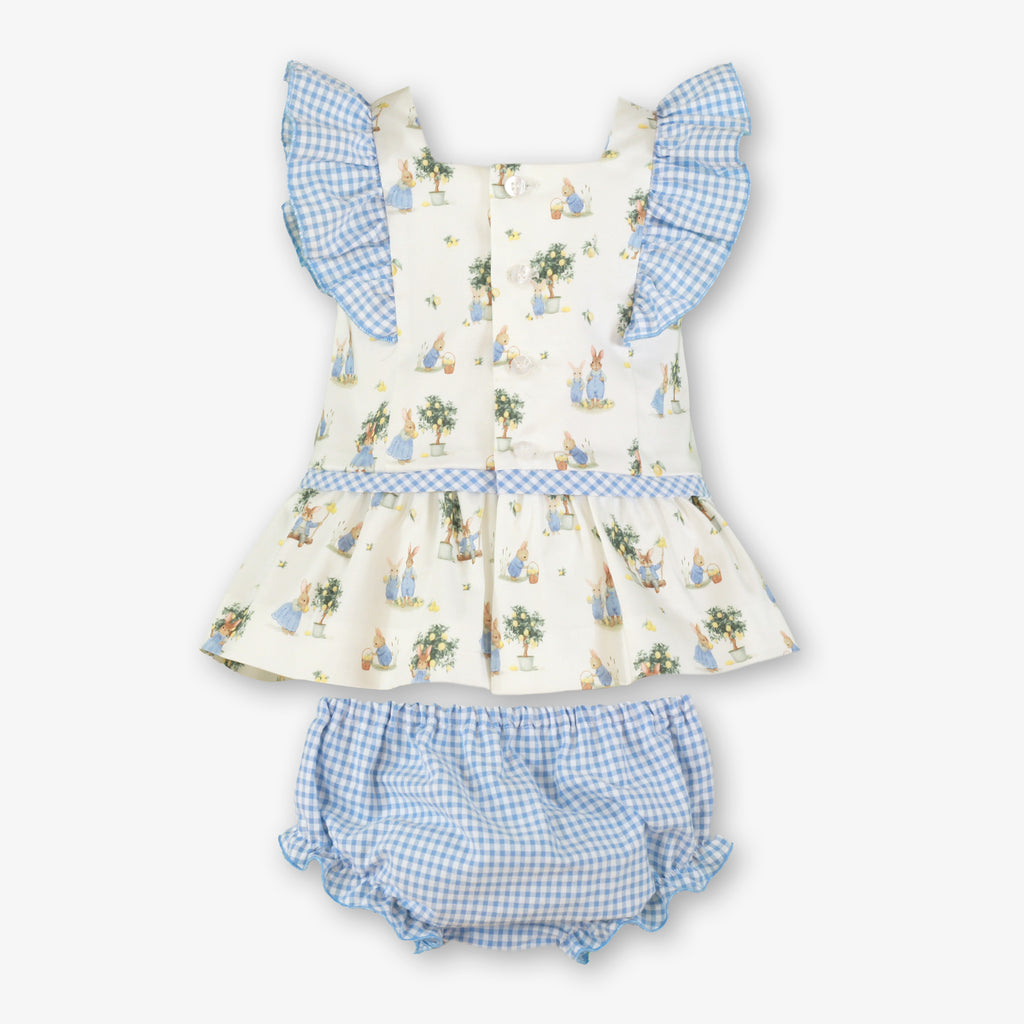 MIRANDA Blue Check Baby Girls Dress & Knickers - 25VB