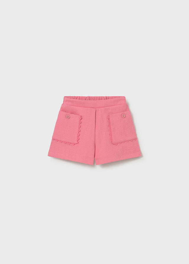 Mayoral Girls Geranium Pink Shorts Set 1079 - colourful summer outfit detail