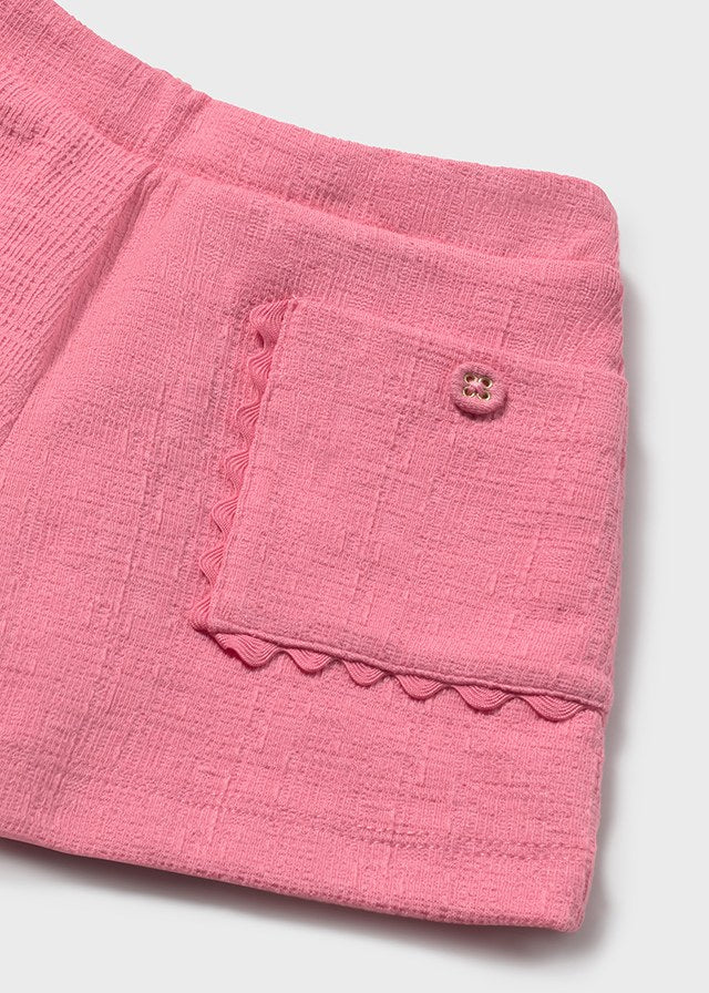 Mayoral Girls Geranium Pink Shorts Set 1079 - outfit detail view