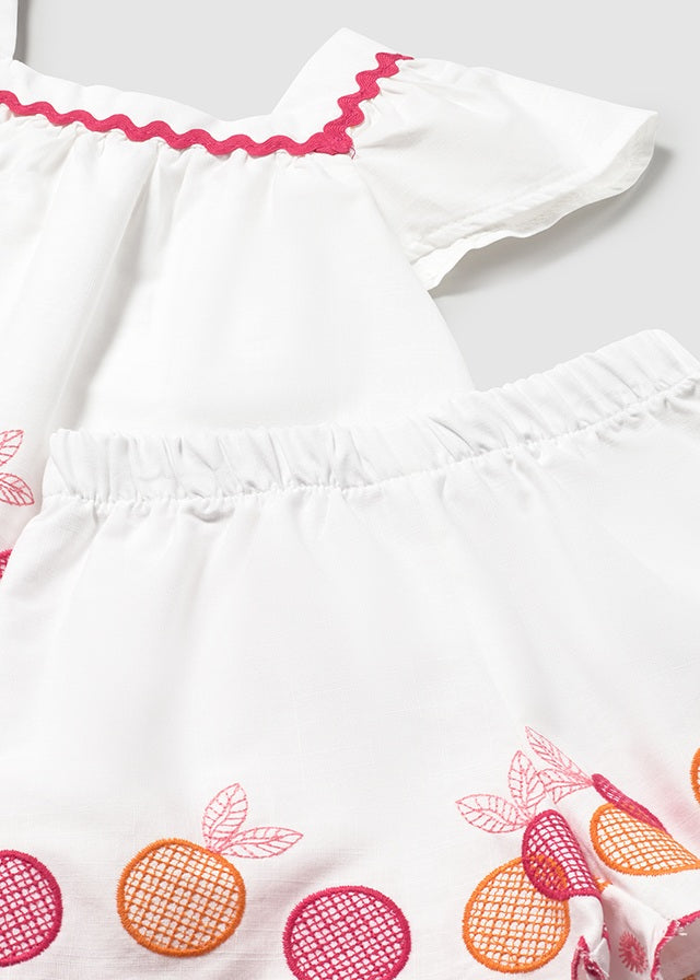 Mayoral Girls Clover Embroidered Short Set 1214 - coordinating shorts and top