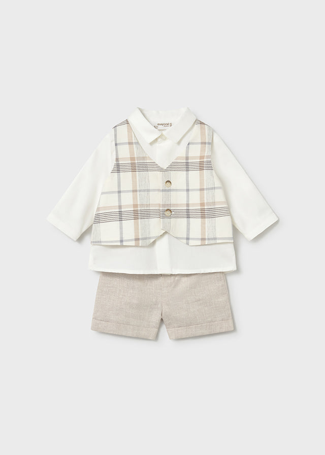 Mayoral boys wheat check waistcoat and shorts set 1269
