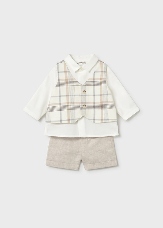 Mayoral boys wheat check waistcoat and shorts set 1269