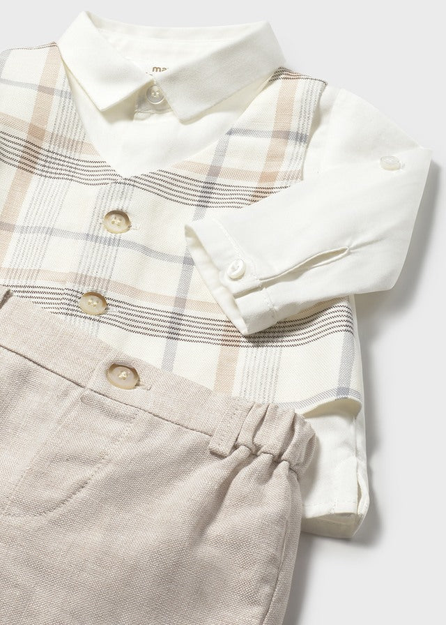 Mayoral boys wheat waistcoat and shorts set 1269 - detail view