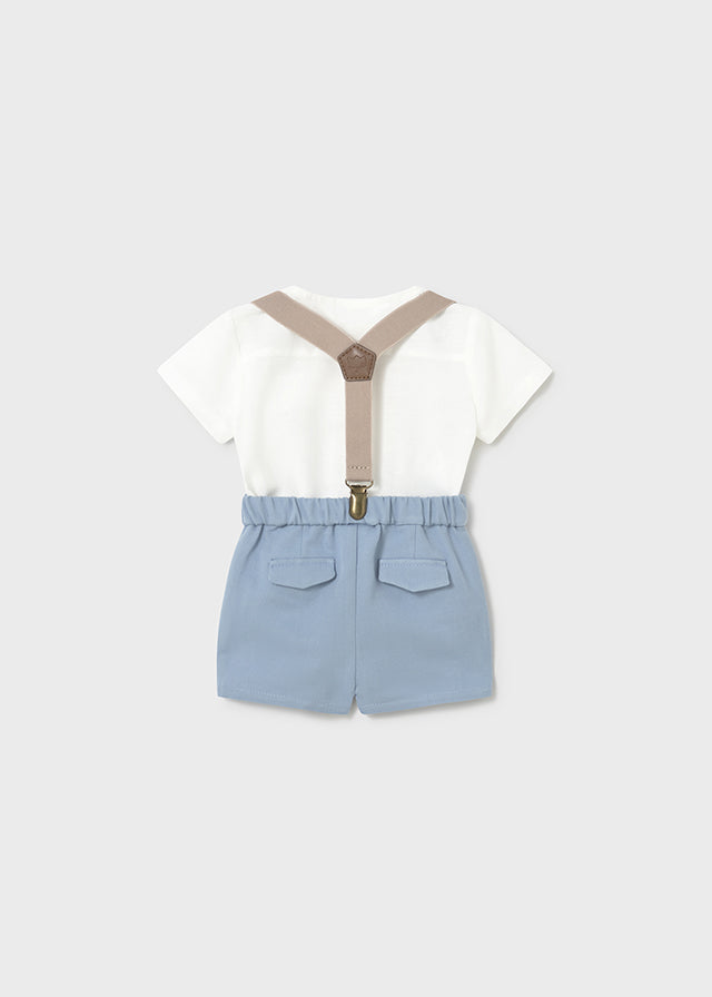 MAYORAL Blue Boys Shorts Set with Braces - 1278
