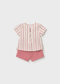 MAYORAL Boys Terracotta Stripe Short Set - 1280