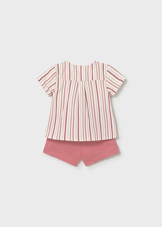 Mayoral boys terracotta striped top and shorts set 1280 - alternate view