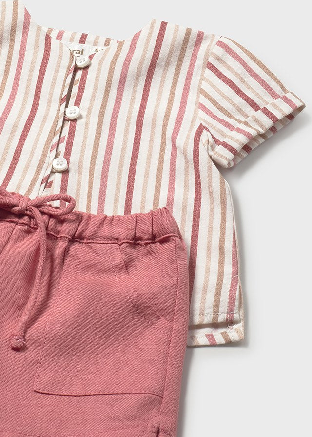 Mayoral boys terracotta stripe short set 1280 - detail view