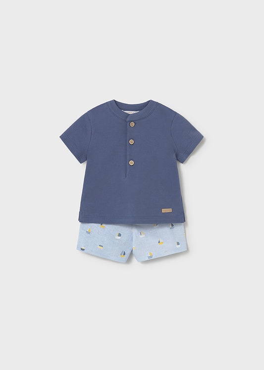 Mayoral boys blue boat print short set 1281