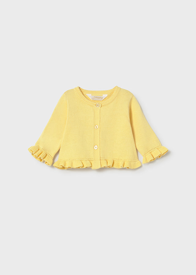 Mayoral Girls Sunny Pink and Lemon Jam Pant Set 1287 - lemon cardigan and white top