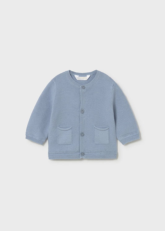 Mayoral boys blue cotton knit cardigan 1303 - front view