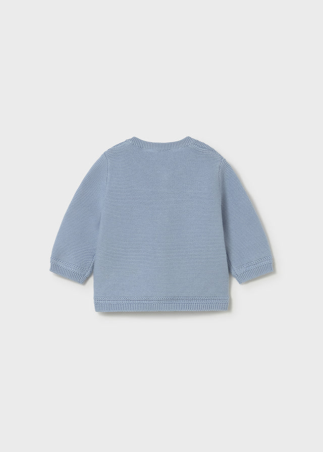 Mayoral boys blue cotton knit cardigan 1303 - back view
