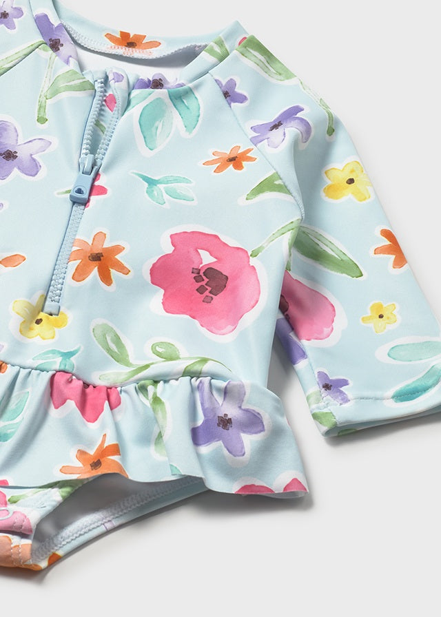 MAYORAL Hawaii Girls Blue Swimsuit & Sun Hat - 1634