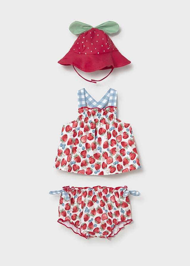 MAYORAL Girls Strawberry Beach Set with Sun Hat - 1635