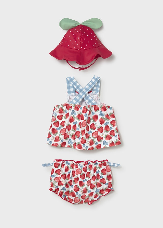 MAYORAL Girls Strawberry Beach Set with Sun Hat - 1635