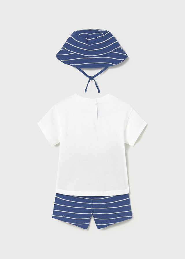 MAYORAL Boys Capri Blue Short Set with Sun Hat - 1666
