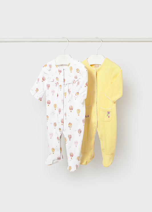 Mayoral Girls Sunny Hot Air Balloon Babygrow Set 1708 - two coordinating babygrows