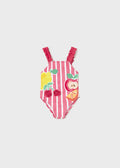 Mayoral Girls Hibiscus Fruit Print Swimsuit 1755 - pink one-piece swimsuit