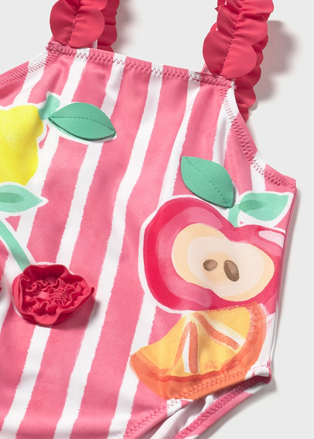 Mayoral Girls Hibiscus Fruit Print Swimsuit 1755 - alternate view