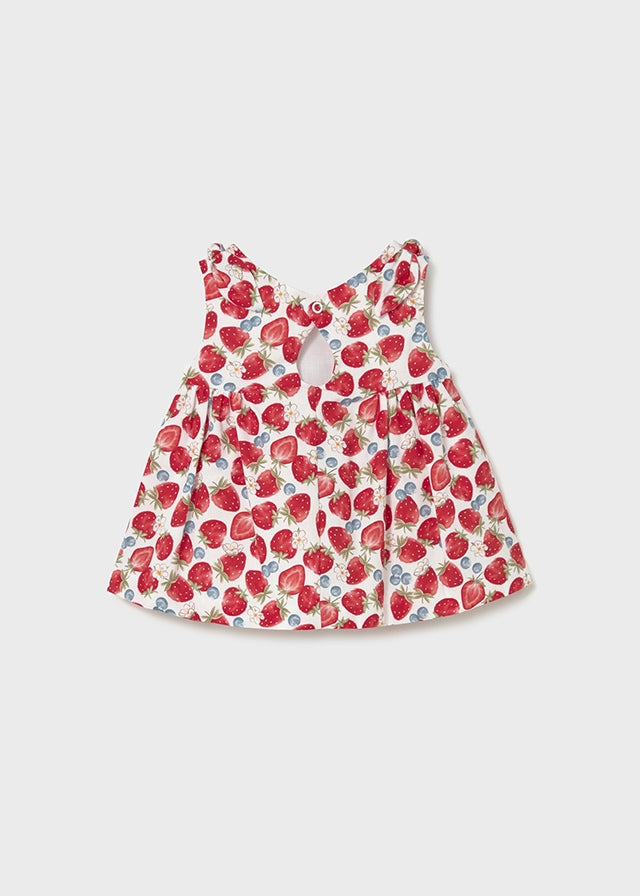Mayoral Girls Strawberry Sun Dress 1811 - strawberry print detail