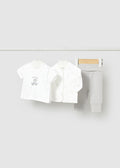 MAYORAL Unisex Little Ducks White & Grey Three Piece Trouser Set - 1894
