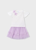 PRE ORDER MAYORAL Girls Mauve Tulle Skirt Set - 3946