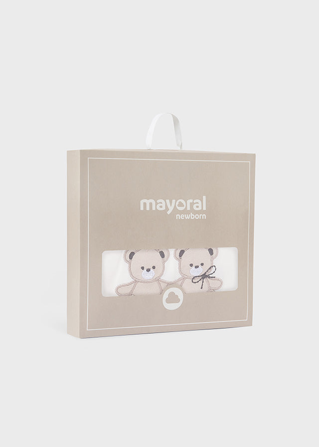Mayoral boys natural bear blanket 9047 - folded view