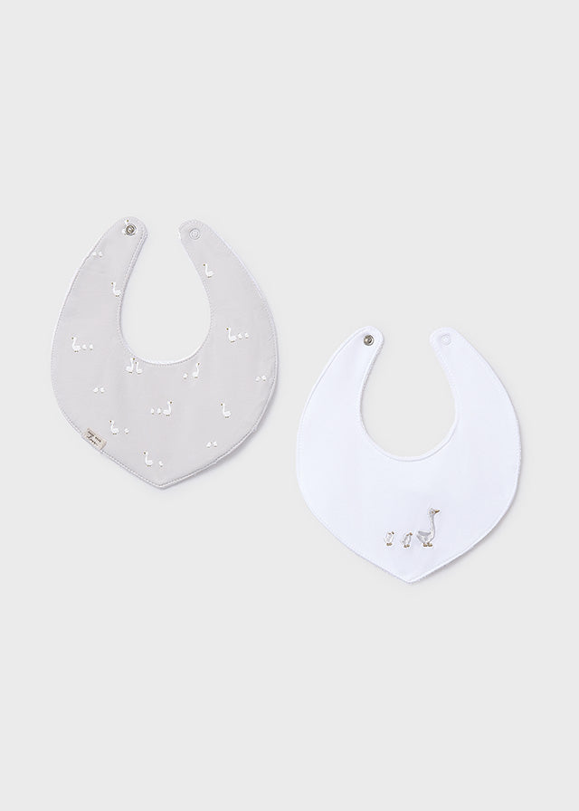 MAYORAL Unisex Little Ducks White & Grey Bibs - 9073
