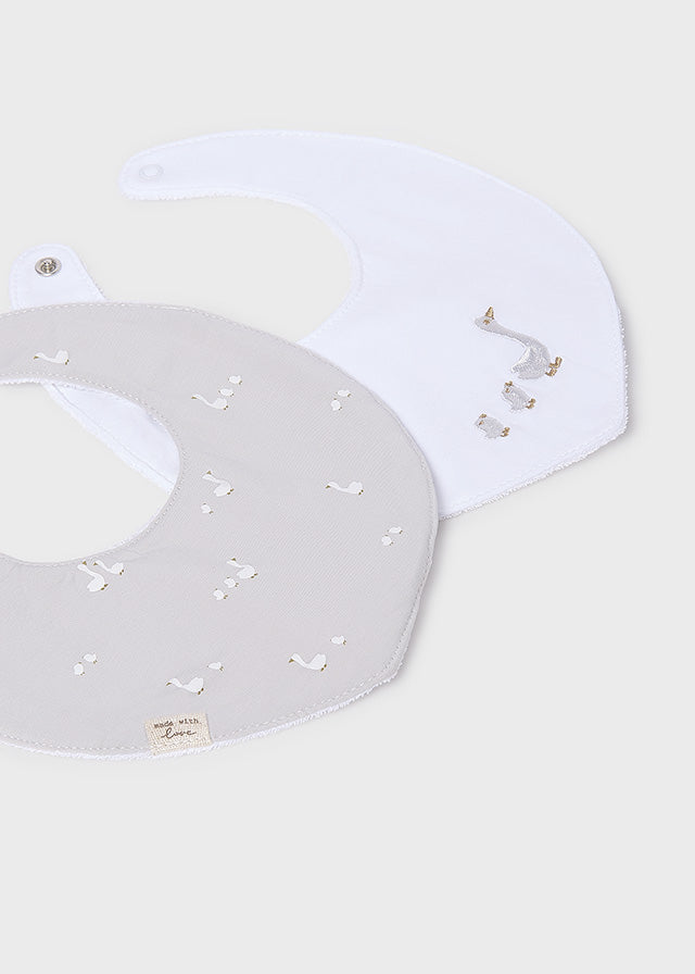 MAYORAL Unisex Little Ducks White & Grey Bibs - 9073