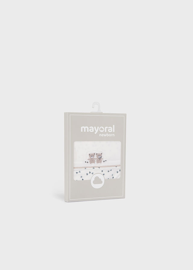 Mayoral boys natural bear bib set 9074 - alternate view