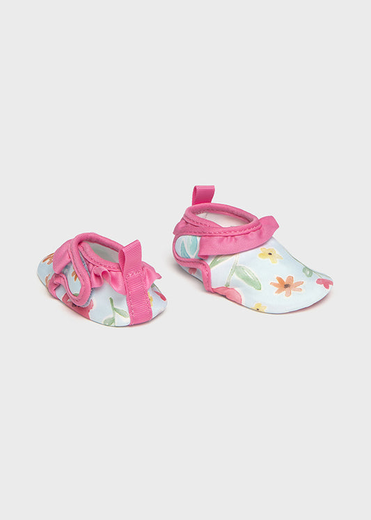 Mayoral Baby Girls Hawaii Floral Neoprene Beach Shoes with Pink Trim 9095