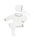 JULIANA Azahar White & Beige Knitted Set with Bonnet