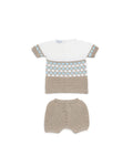 JULIANA Canela Boys Beige & White Knitted Short Set - 26068