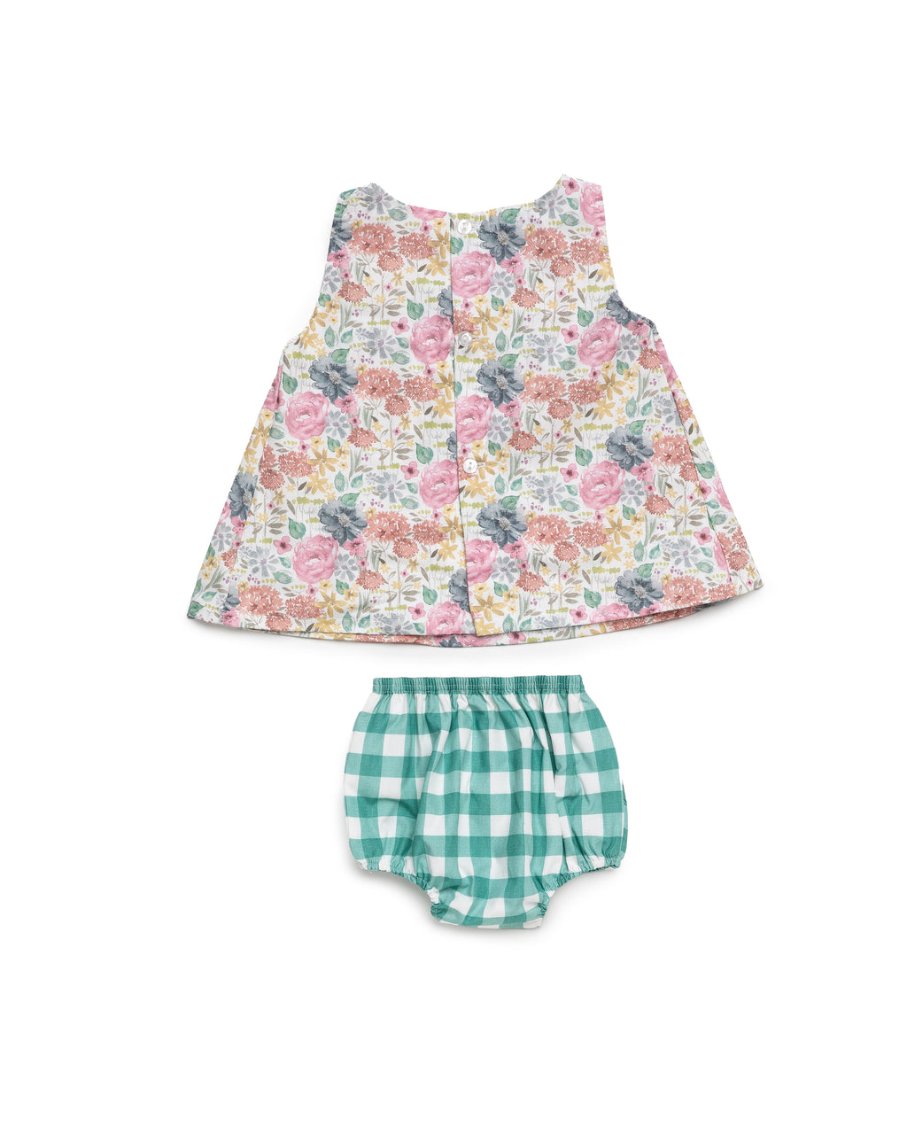 JULIANA Azucar Girls Green Floral Dress & Knickers - 26092