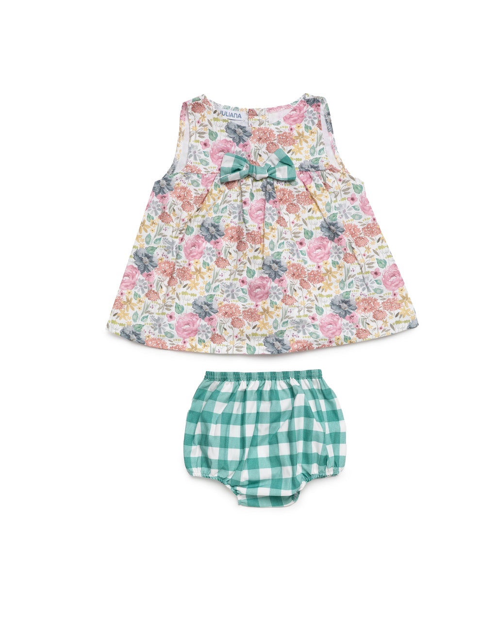 JULIANA Azucar Girls Green Floral Dress & Knickers - 26092