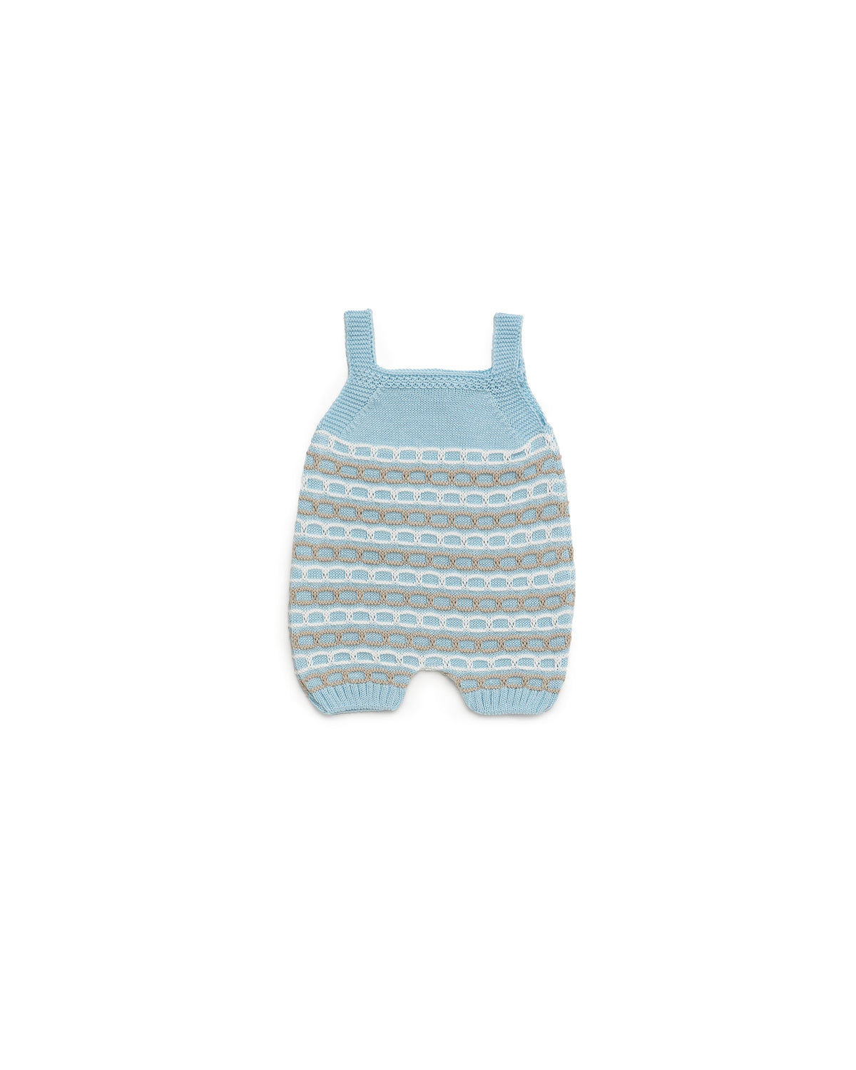 Juliana Link boys blue and camel knitted romper back view - 26108