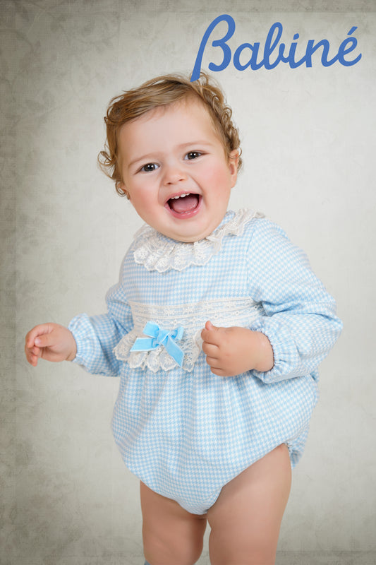 PRE ORDER AW25 BABINE Dogtooth Girls Blue Romper - 2612103