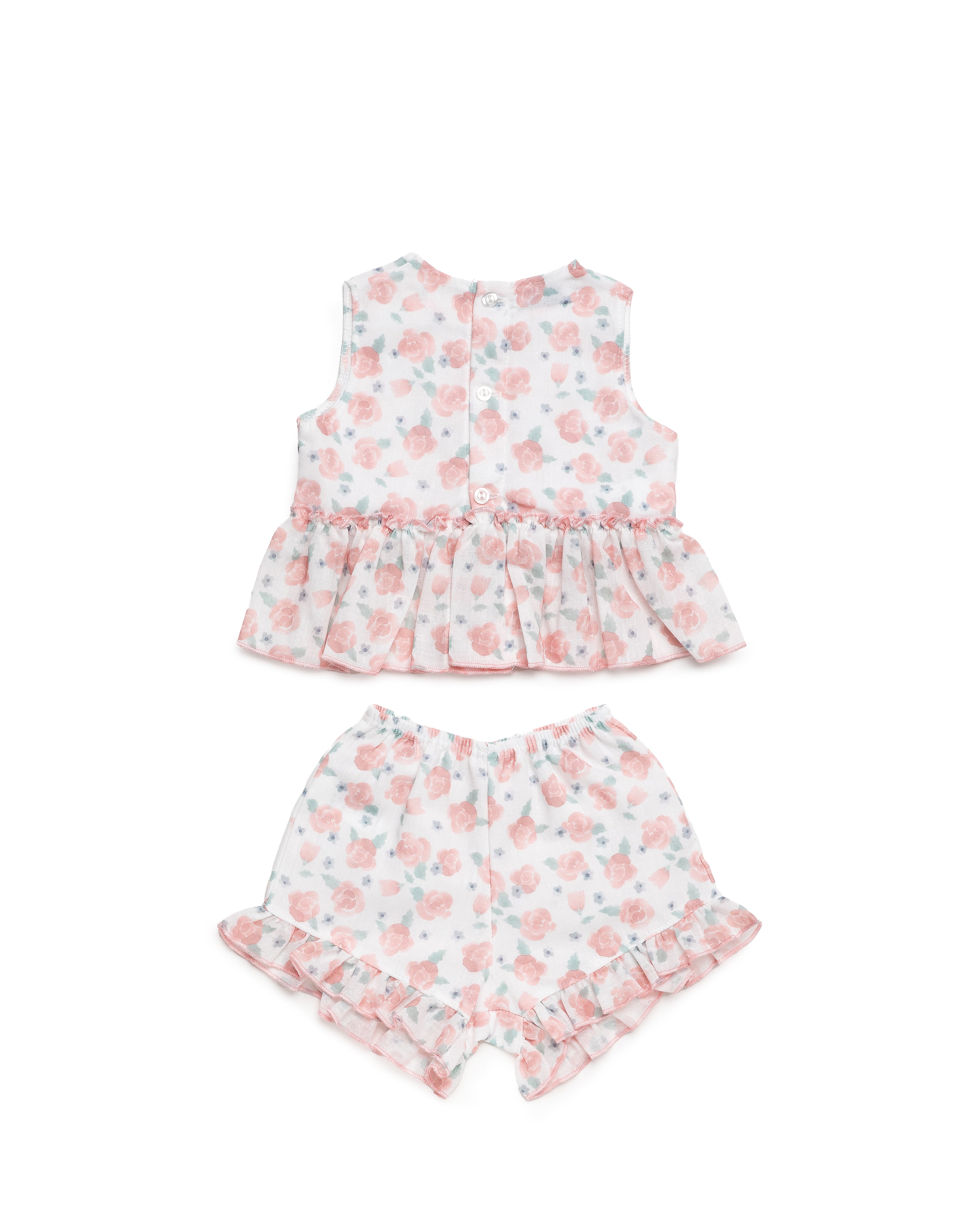 JULIANA Arandano Girls Peach Floral Short Set - 26203