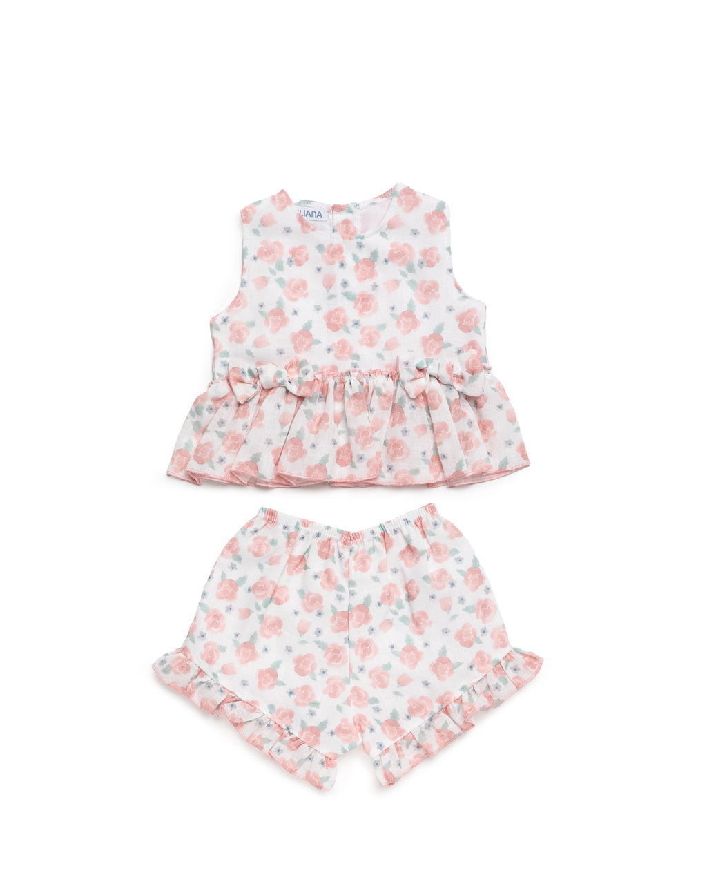 JULIANA Arandano Girls Peach Floral Short Set - 26203