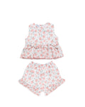 JULIANA Arandano Girls Peach Floral Short Set - 26203
