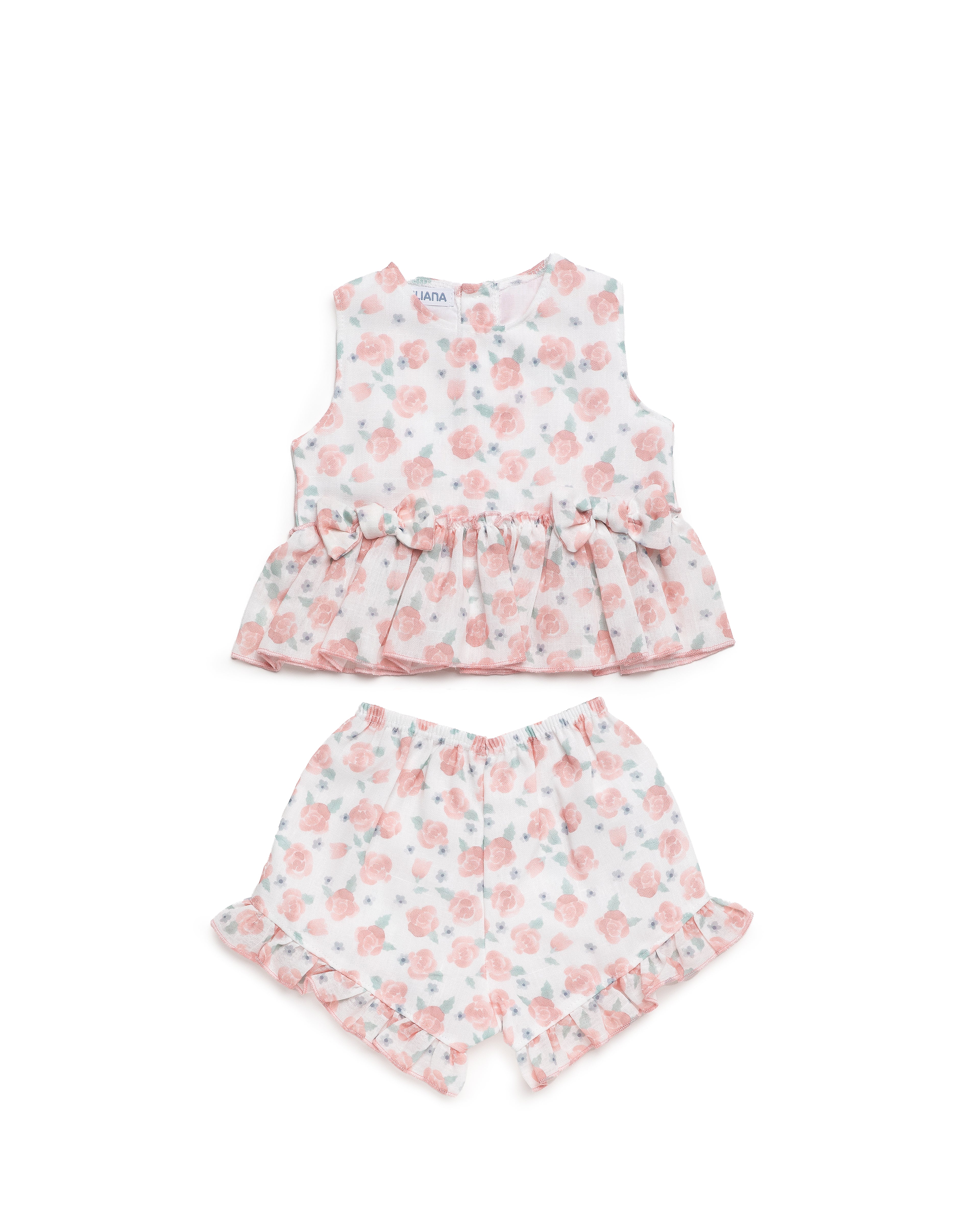 JULIANA Arandano Girls Peach Floral Short Set - 26203