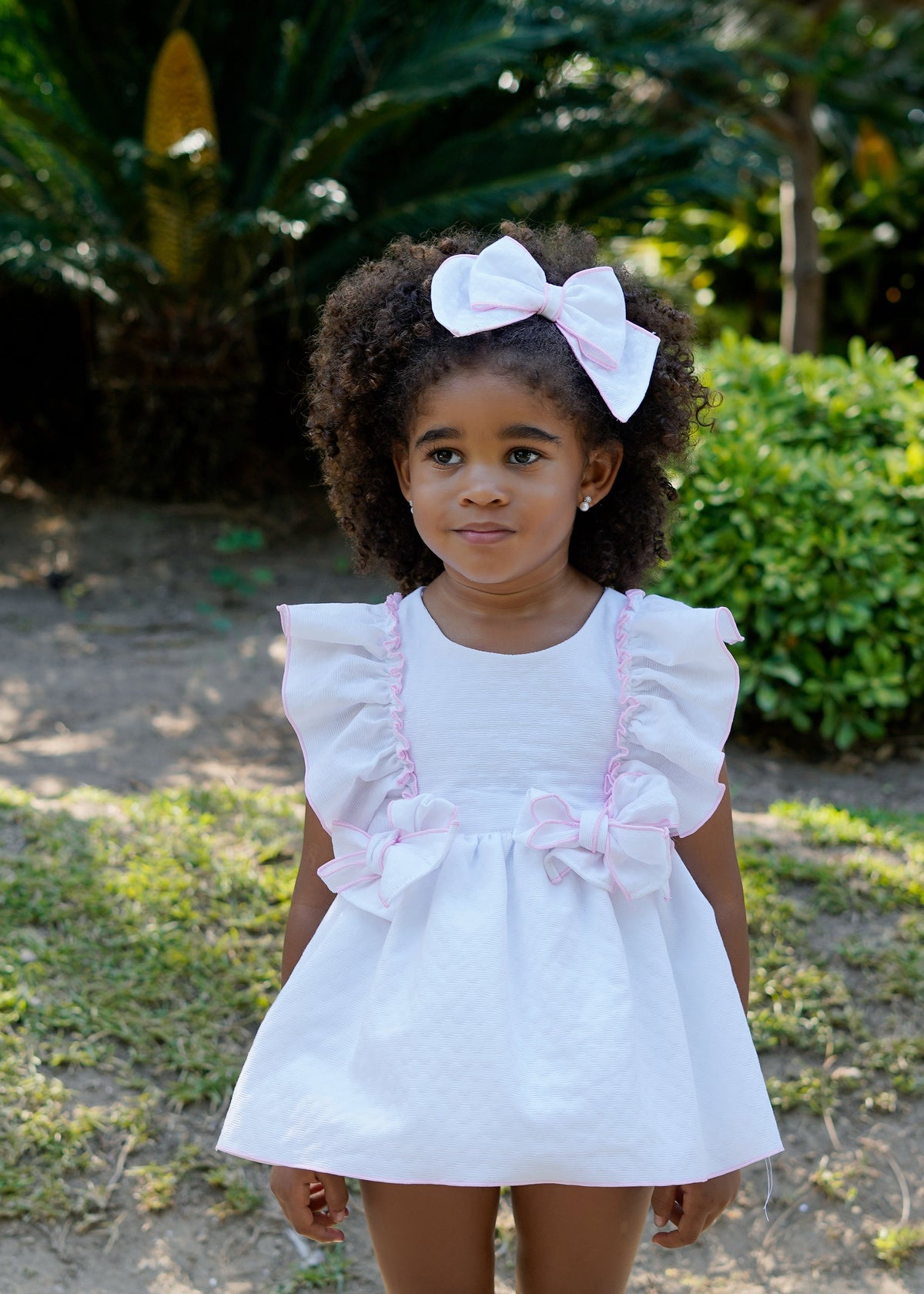 Babine Clara Girls White & Pink Dress & Knickers