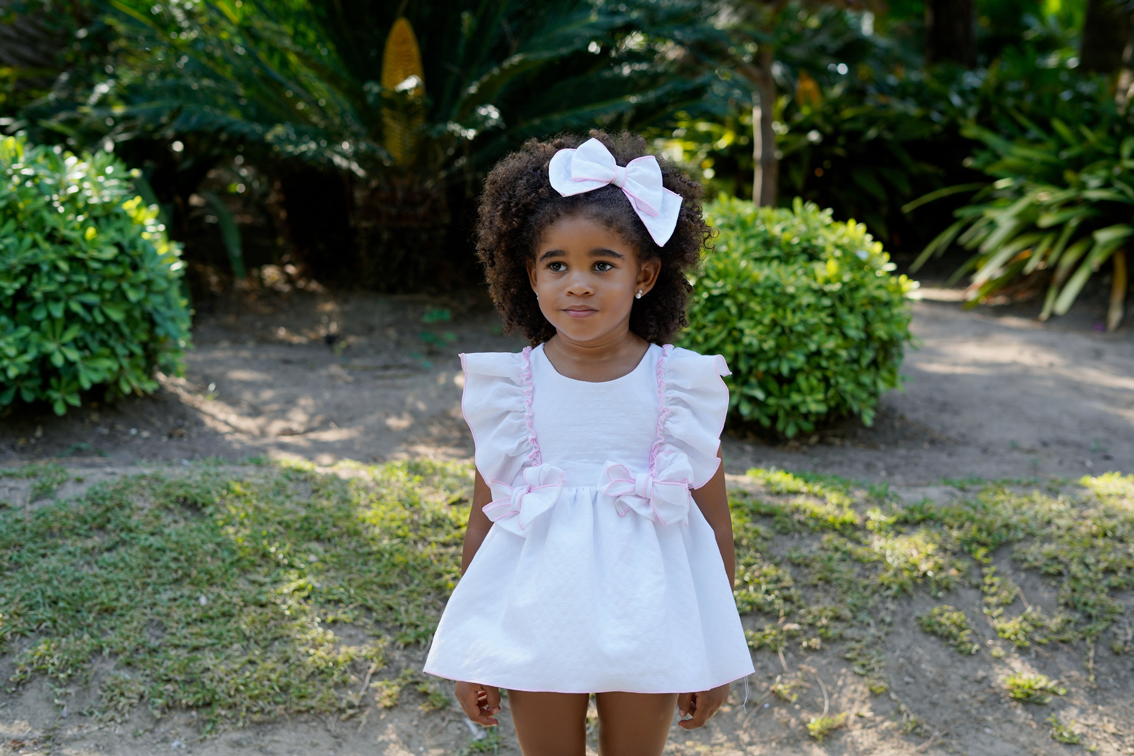 BABINE Clara Girls White & Pink Dress & Knickers - 2622023