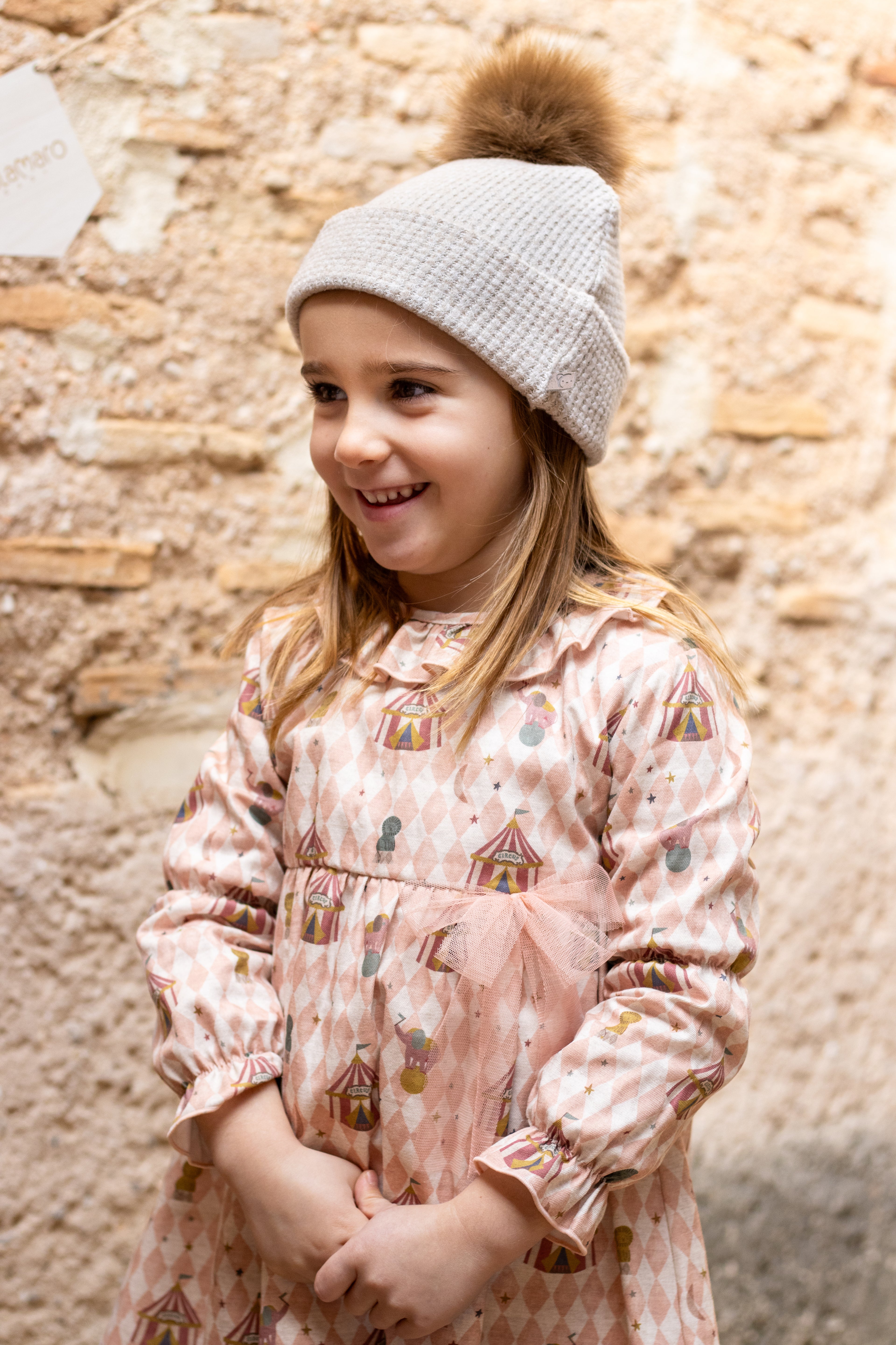 AW25 CALAMARO Mistral Girls Pink Circus Print Dress - 21305