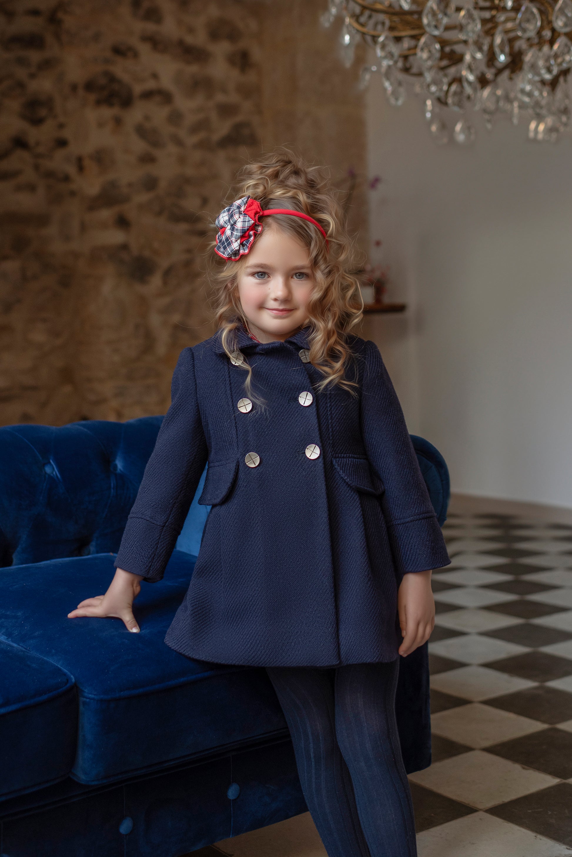 MIRANDA Girls Navy Traditional Style Coat - 266A