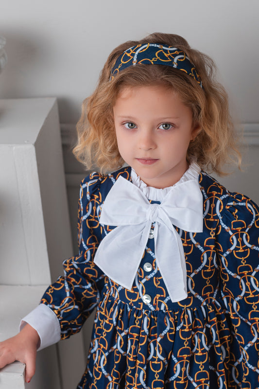 AW25 ROCHY Vintage Girls Navy Chain Print Headband  - 26784