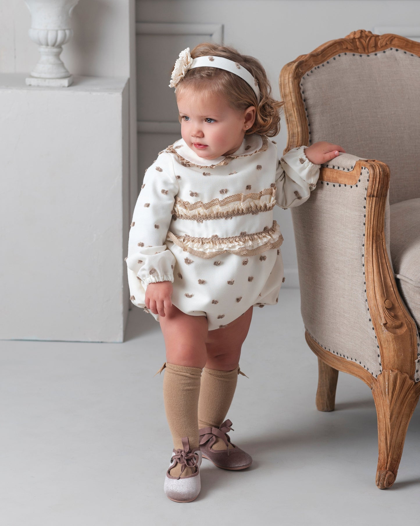 AW25 ROCHY Motas Girls Camel Polka Dot Romper - 26765