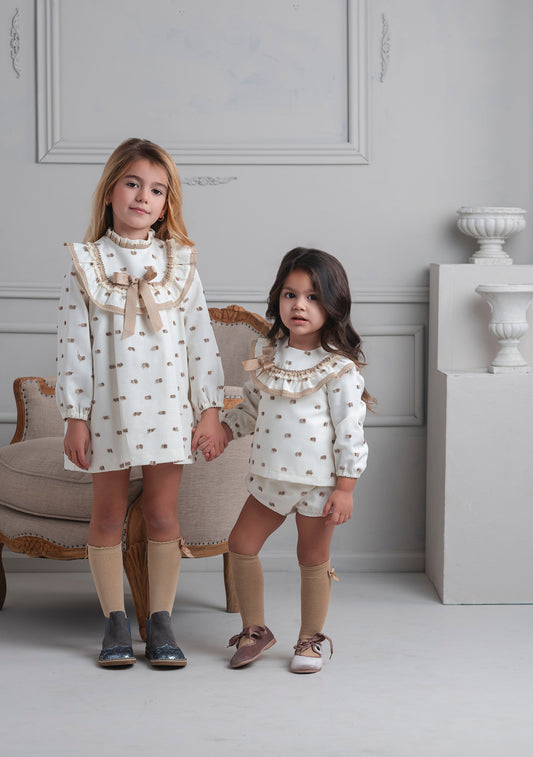AW25 ROCHY Motas Girls Camel Polka Dot Jam Pant Set - 26769