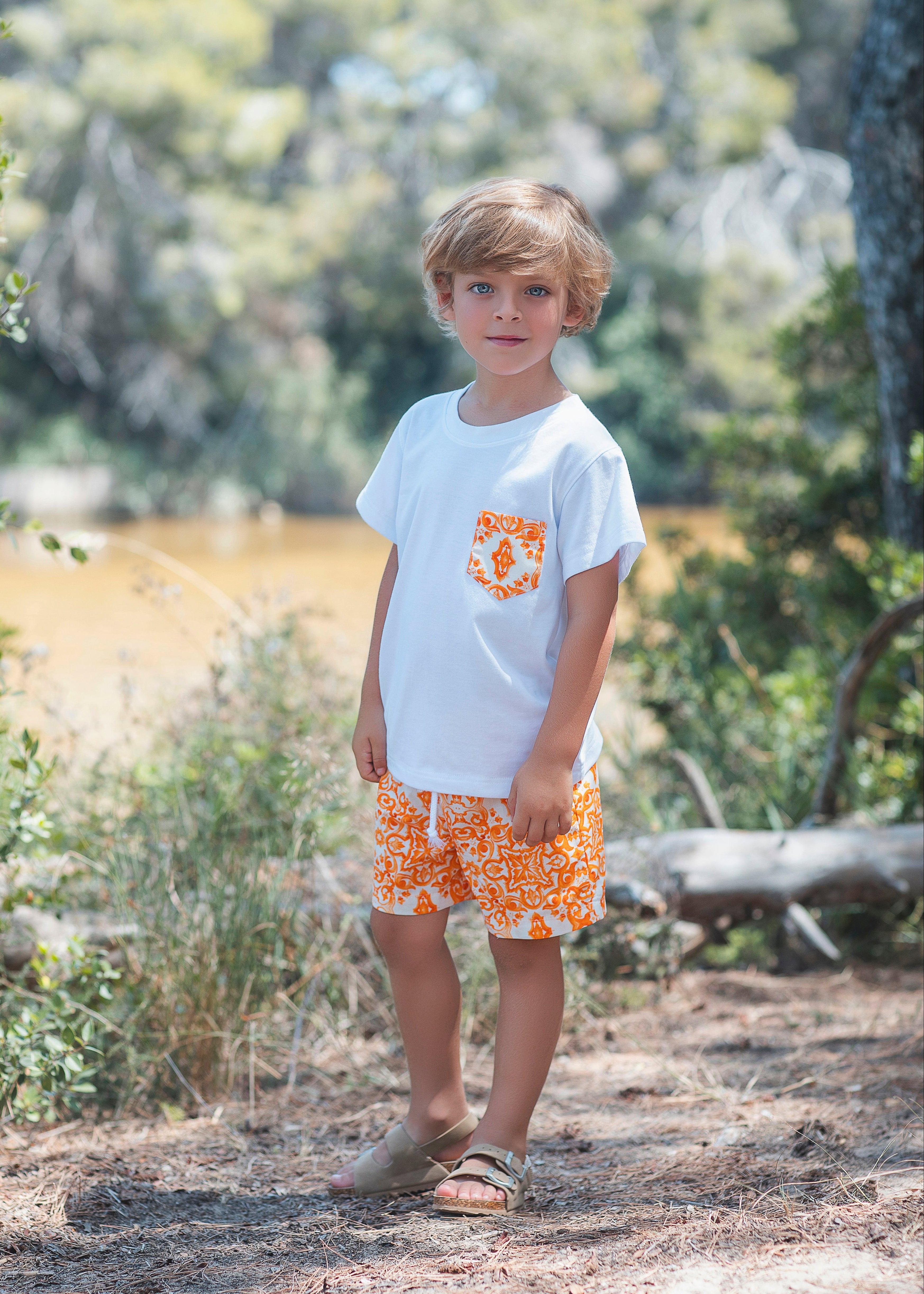 ROCHY MAJOLICA ORANGE SWIMMING TRUNKS & T-SHIRT