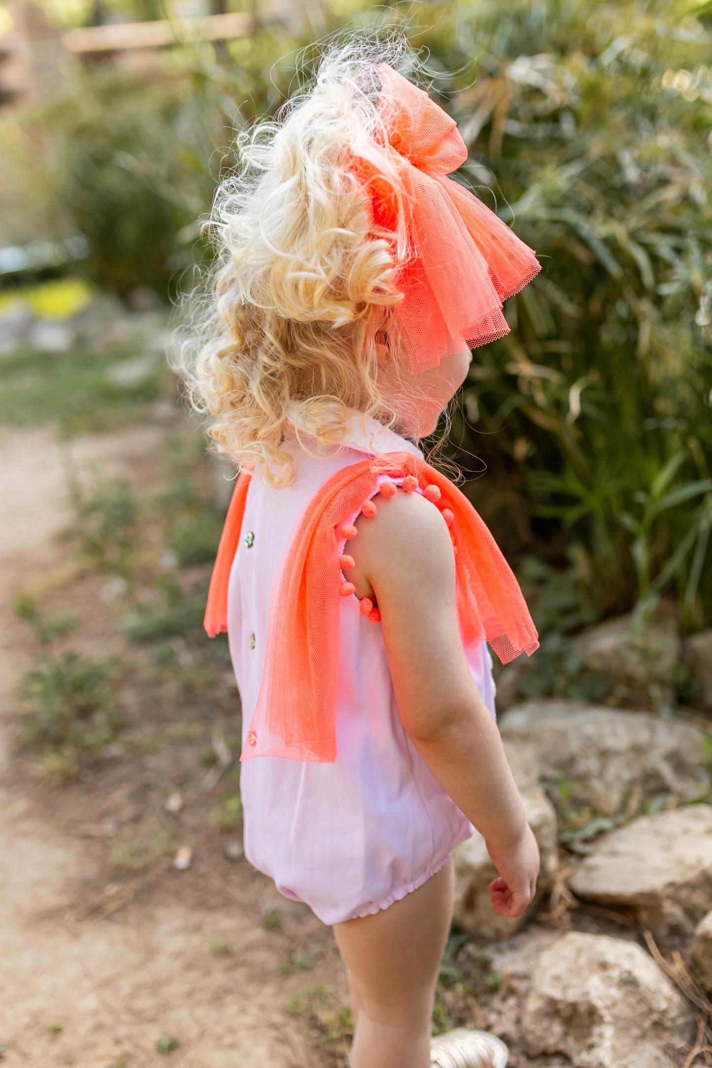 NAXOS SS25 Neon Girls Pink & Orange Tulle Romper - 7506