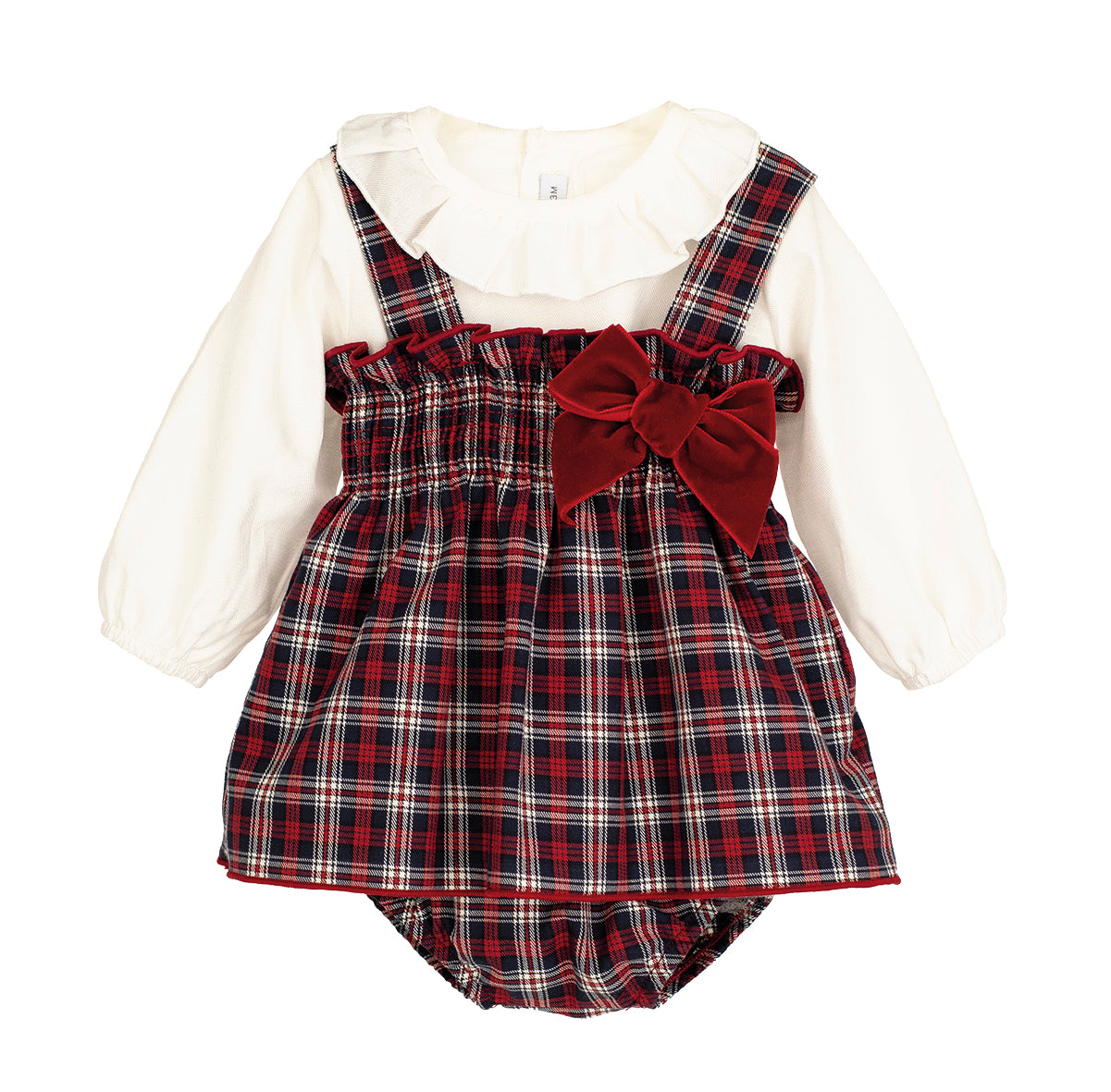 AW25 CALAMARO Monzon Girls Navy Tartan Dress & Knickers - 22102